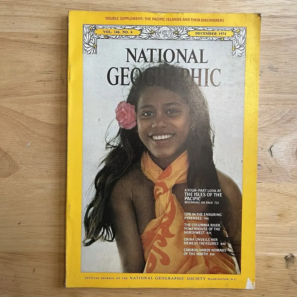 Vintage National Geographic December 1974 Pacific Polynesia Map Vintage Magazine